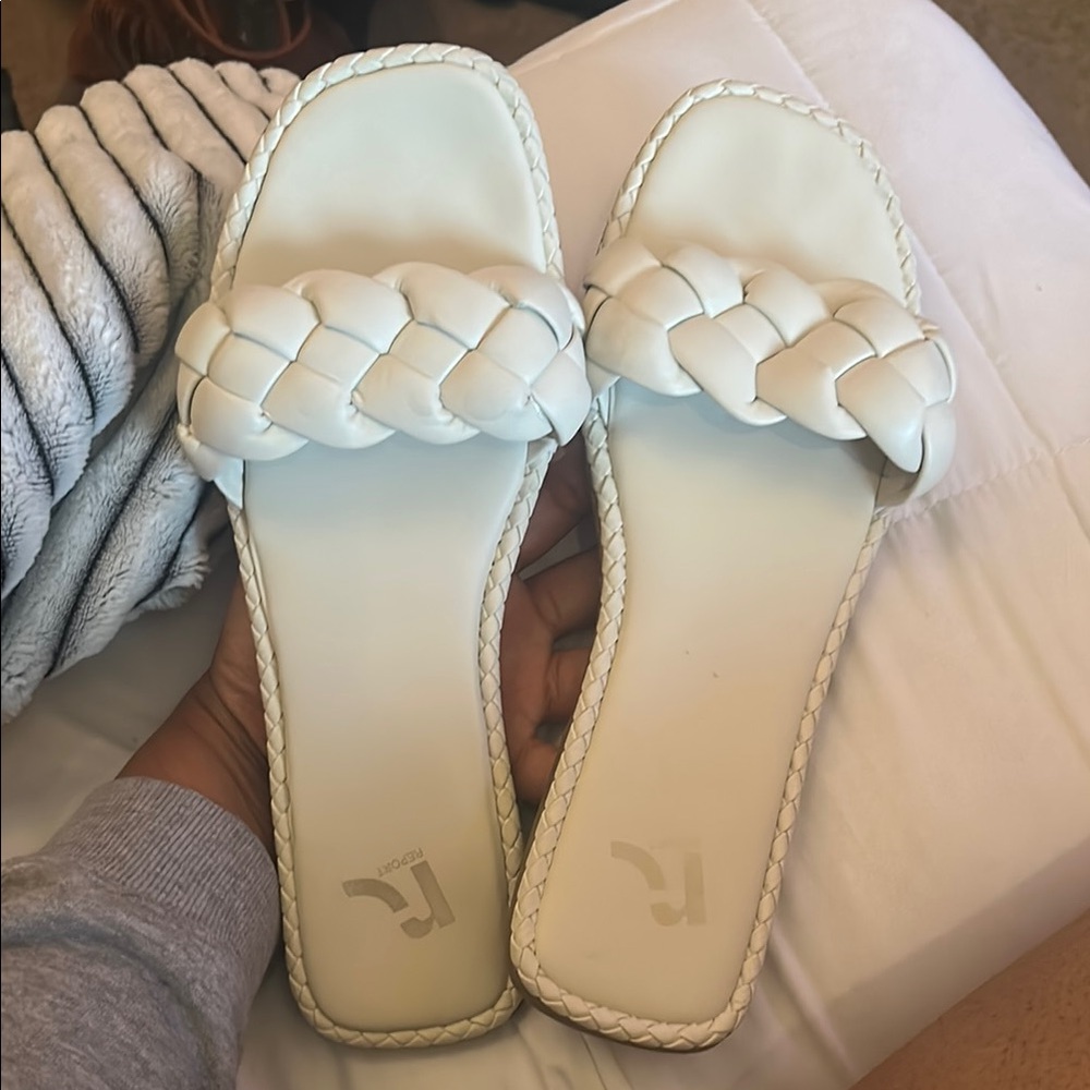 White Braided Flat Sandals